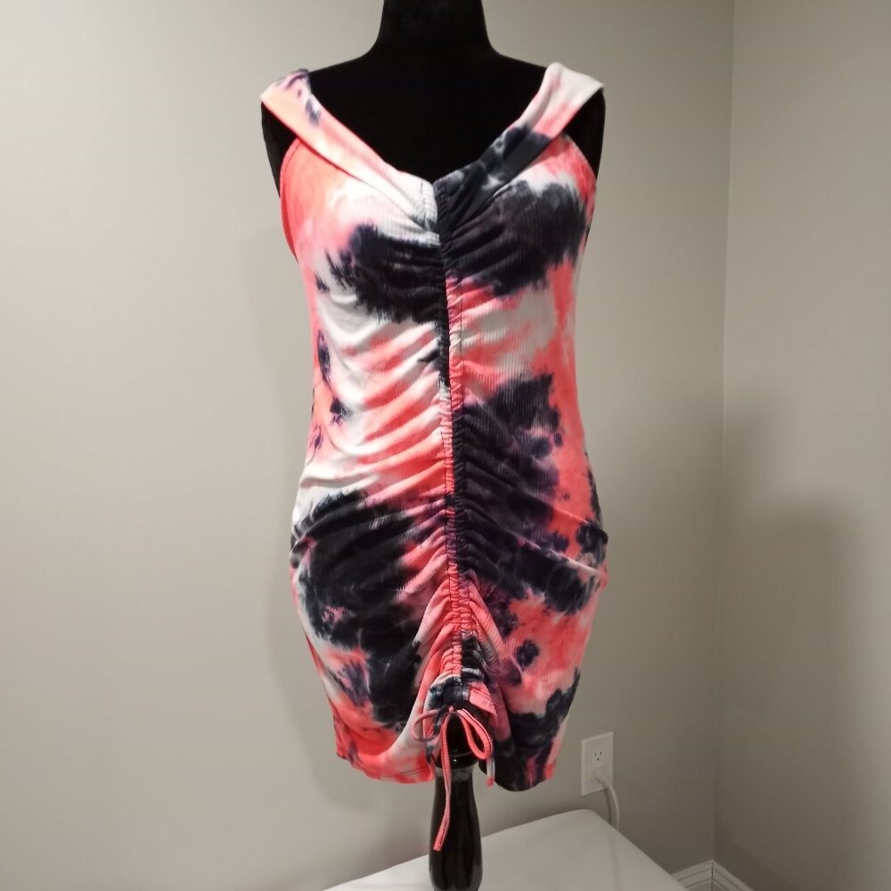 SENSATIONAL COLLECTION PINK | BLUE TIE DYE RIBBED JERSEY DRESS WOMEN SIZE M
